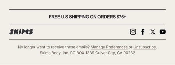 Informative Email Footer - SKIMS email component (footer layout)
