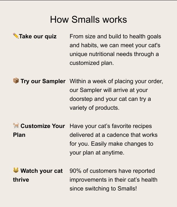 How Smalls Works - Smalls email component (single column layout)