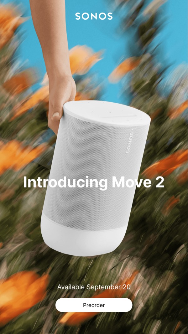 Introducing Move 2 - Sonos email component (hero layout)