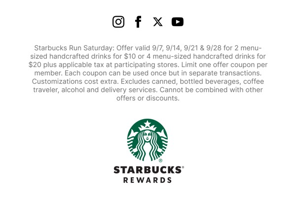 Limited Time Drink Offer - Starbucks email component (single column layout)