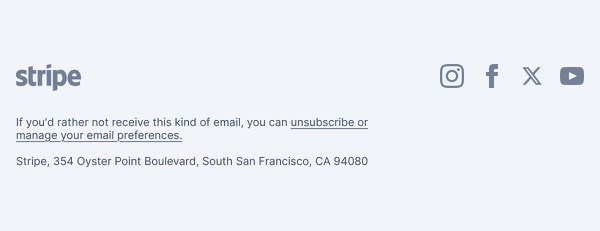 Email Footer - Stripe email component (footer layout)