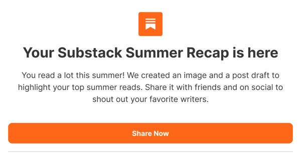 Summer Recap Email - Substack email component (single column layout)