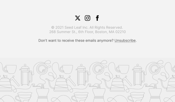 Email Footer Section - Trade email component (single column layout)
