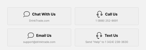Customer Support Options - Trade email component (two column layout)