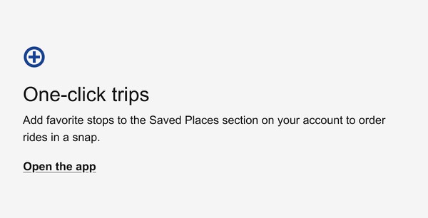 One-Click Trips - Uber email component (single column layout)