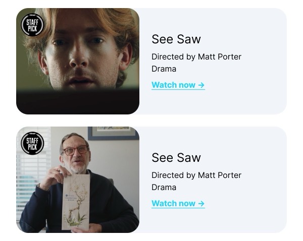 Film Recommendations - Vimeo email component (two column layout)
