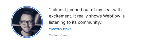 User Testimonial - Webflow email component (single column layout)